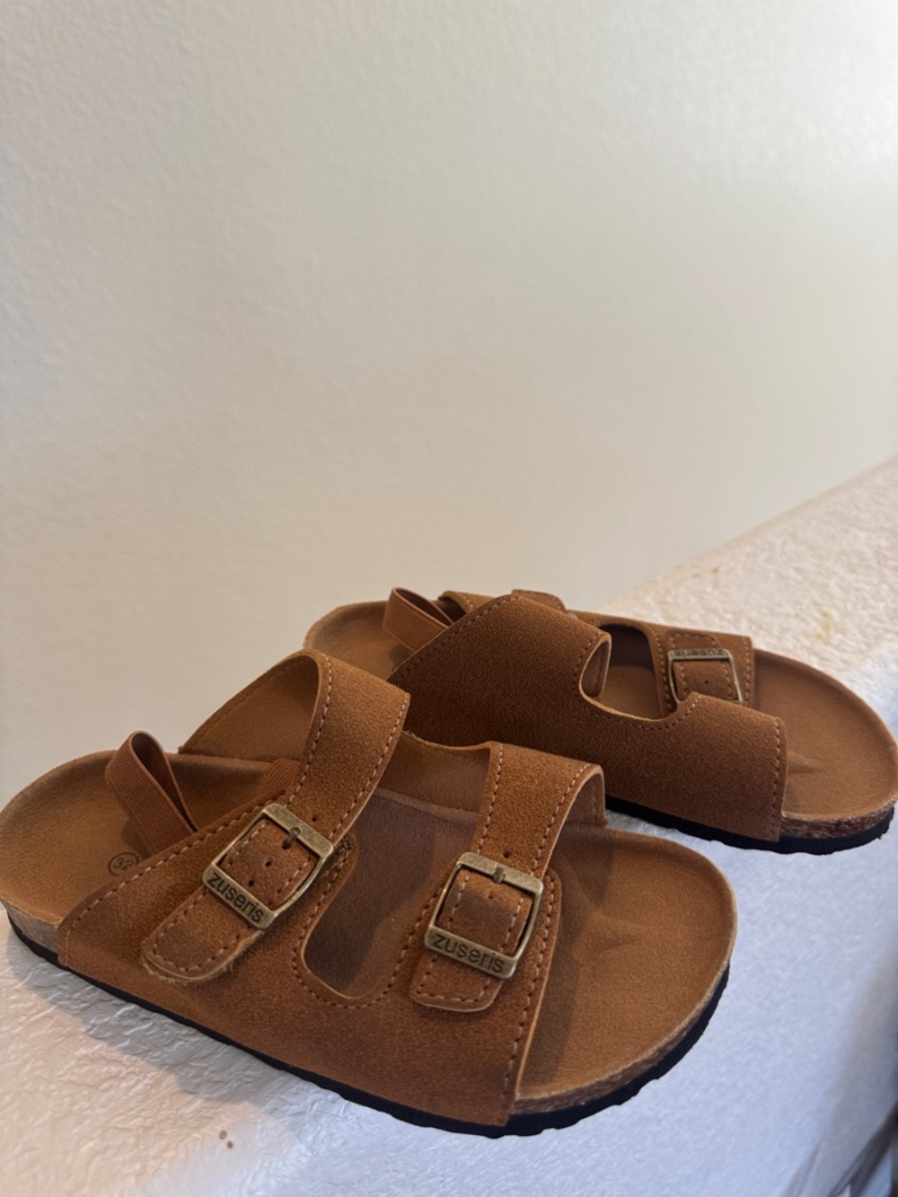 Kids' Brown Double-Buckle Sandals